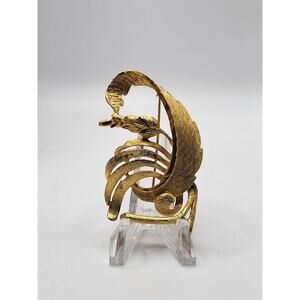 Vintage Cathé Paris Gilt Leaf Branch Brooch Mid Century French Designer